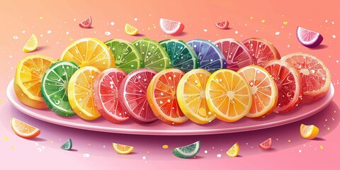 Wall Mural - Rainbow Citrus Fruit Plate
