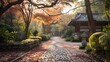 © duyina1990 - Autumn leaves on a path to a Japanese temple