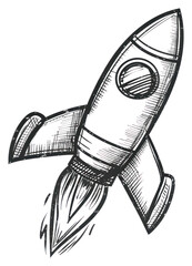 Poster - PNG  Hand-drawn rocket ship illustration