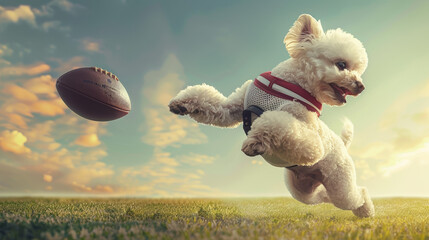 Wall Mural - Dog Catching Football