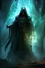 Undead, sorcerer, dark magic, fantasy, artwork, conjures. fantasy character 