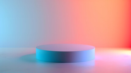 Poster - Minimalist Product Display with Blue and Pink Gradient Background.