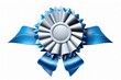 © Jahid CF 5327702 - Blue badges rosettes award realistic composition with isolated view of ornate paper badge illustration.