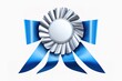 © Jahid CF 5327702 - Blue badges rosettes award realistic composition with isolated view of ornate paper badge illustration.