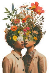 Poster - PNG Surreal floral head art