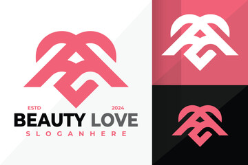 Sticker - Letter A Love Logo Design, Brand Identity logos vector, modern logo, Logo Designs Vector Illustration
