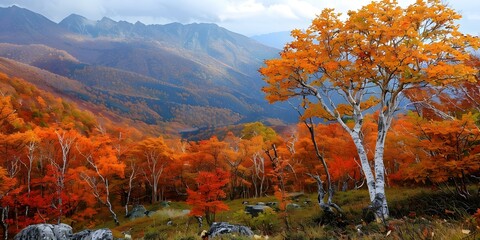 Poster - Autumn Foliage in Mountainous Landscape