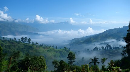 Wall Mural - Misty Morning in the Mountains