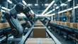 © teera - robotic arms organizing boxes in a hightech warehouse, automated efficiency, close up, logistics, realistic, fusion, modern warehouse backdrop