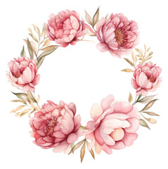 Sticker - PNG Peony cercle border flower wreath plant.