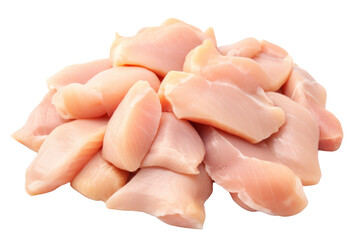 Chicken entrails. Detailed components separated on white background. Emphasis on the details of chicken that is fresh, free of bruises, and that the fat is evenly distributed.