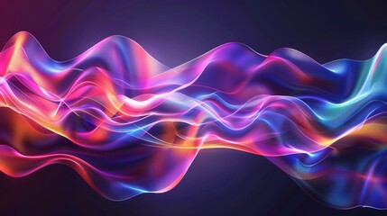 Wall Mural - abstract neon wave pattern on dark background