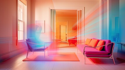 Wall Mural - photograph blurred bright interior home