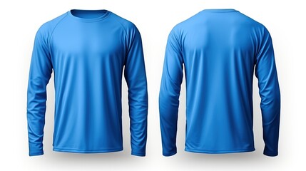 Blue Long-Sleeved T-Shirt Mockup