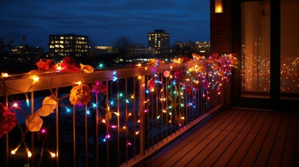 Wall Mural - balcony light garland