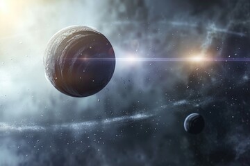 Wall Mural - Image of the universe with multiple planets and stars, suitable for use as a background or concept art