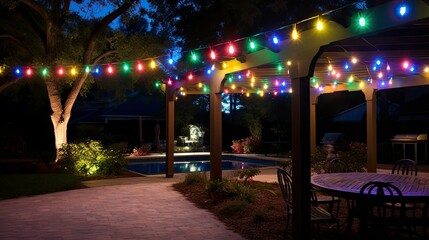 Wall Mural - festive outdoor yard lights