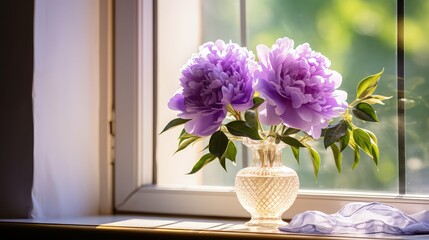 Poster - vase purple peony