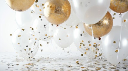 Canvas Print - catching gold and silver confetti on white