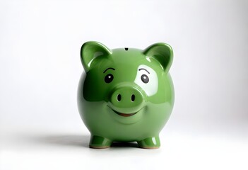 Wall Mural - Cheerful green piggy bank for your savings
