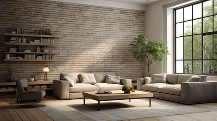 Wall Mural - minimalist modern brick interior