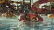 © Mike - A vibrant commercial photo of a family enjoying a fun day at a water park, capturing moments of laughter and excitement.