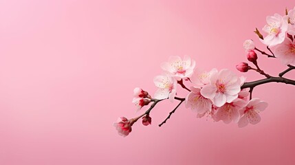 Canvas Print - branch flowers pink background