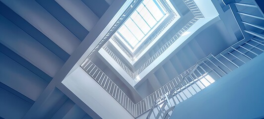 Wall Mural - Expressionist architecture, staircase, skylight, abstract background. 