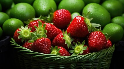 Sticker - basket green strawberry fruit