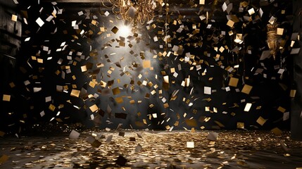 Poster - atmosphere gold and silver confetti