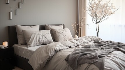 Poster - elegant grey bed sheets