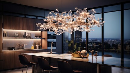 Wall Mural - statement modern kitchen lighting