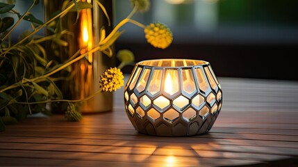 Canvas Print - candle silver hexagon