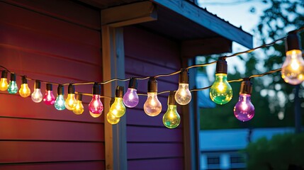 Poster - festive colorful light bulbs