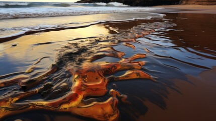 Poster - beach oil slick