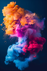 Wall Mural - Vibrant Smoke Clouds of Colorful Ink in Water Creating an Artistic Explosion