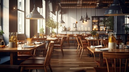 Poster - cozy blurred restaurant interior design