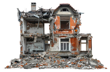 Canvas Print - PNG House destroyed building bulldozer machine.