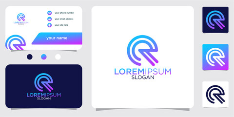 Wall Mural - initial letter R abstract monogram business card with gradient colors logo design template