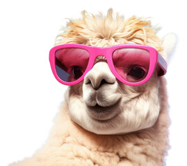 Canvas Print - PNG Sunglasses alpaca mammal animal.