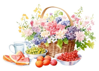 Sticker - PNG Flower picnic fruit plant.