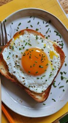 Poster - A fried egg on toast with chives