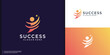 © ulhaq_std - creative success people logo with right arrow concept design, reaching star dream.