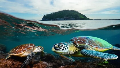 Wall Mural - sea turtle life in oceans transparent png