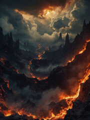 Wall Mural - Convergence of heaven and hell, where celestial purity meets infernal chaos.