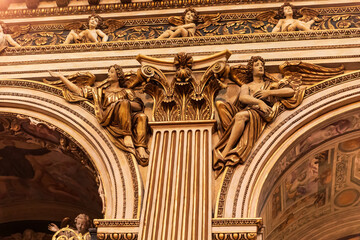 Canvas Print - Detail of the facade of old building