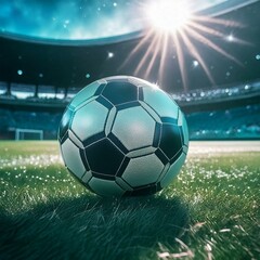 Soccer Ball Background or Wallpaper - Soccerball image for Header or Promotional purpose - Soccerball with Special Effects in the Field of a Stadium - Championship, League or Cup