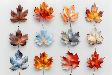 Poster - Customizable Hand-Lettered Fall Season Maple Leaf Labels with Deckled Edges and Earthy Tones