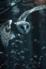 Canvas Print - Ghostly Owl Silently Swooping Through the Moonlit Night