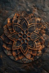 Wall Mural - Minimalist Mandala with Simplified Peace Symbols in Muted Color Palette and Stark Backdrop